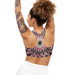 Load image into Gallery viewer, Pink and Black Tie-Dye Seamless Sports Bra
