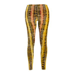 Mustard Shibori Print Yoga Pants Leggings