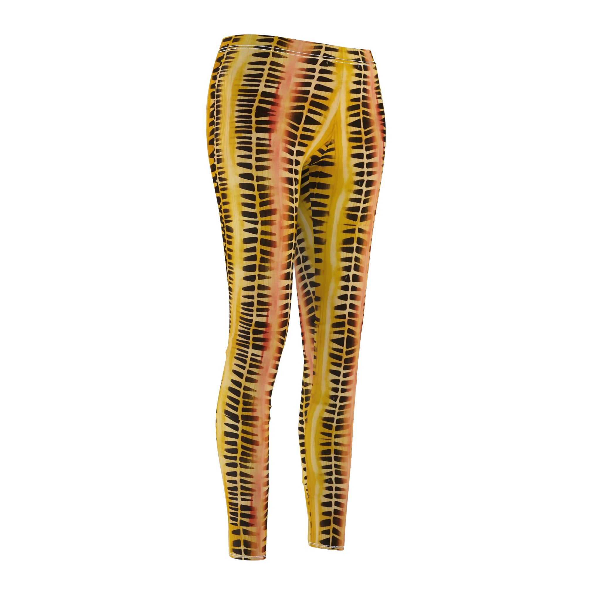 Mustard Shibori Print Yoga Pants Leggings