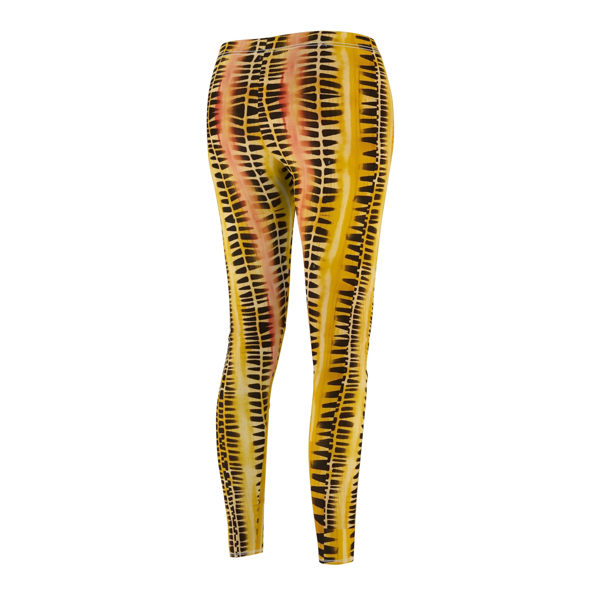 Mustard Shibori Print Yoga Pants Leggings