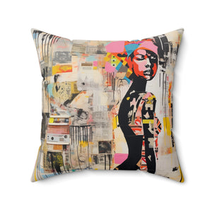 Artsy Faux Suede Square Pillow