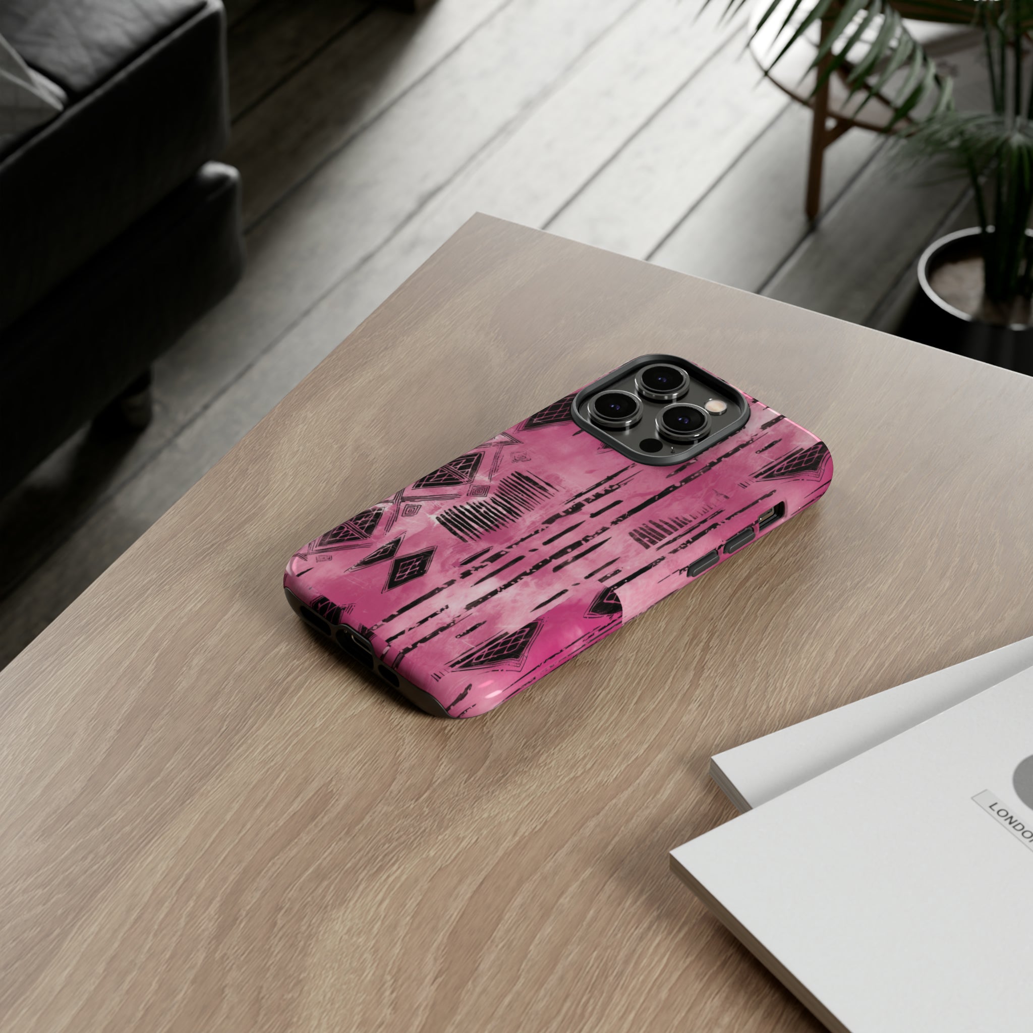 Pink and Black Tribal  phone Case