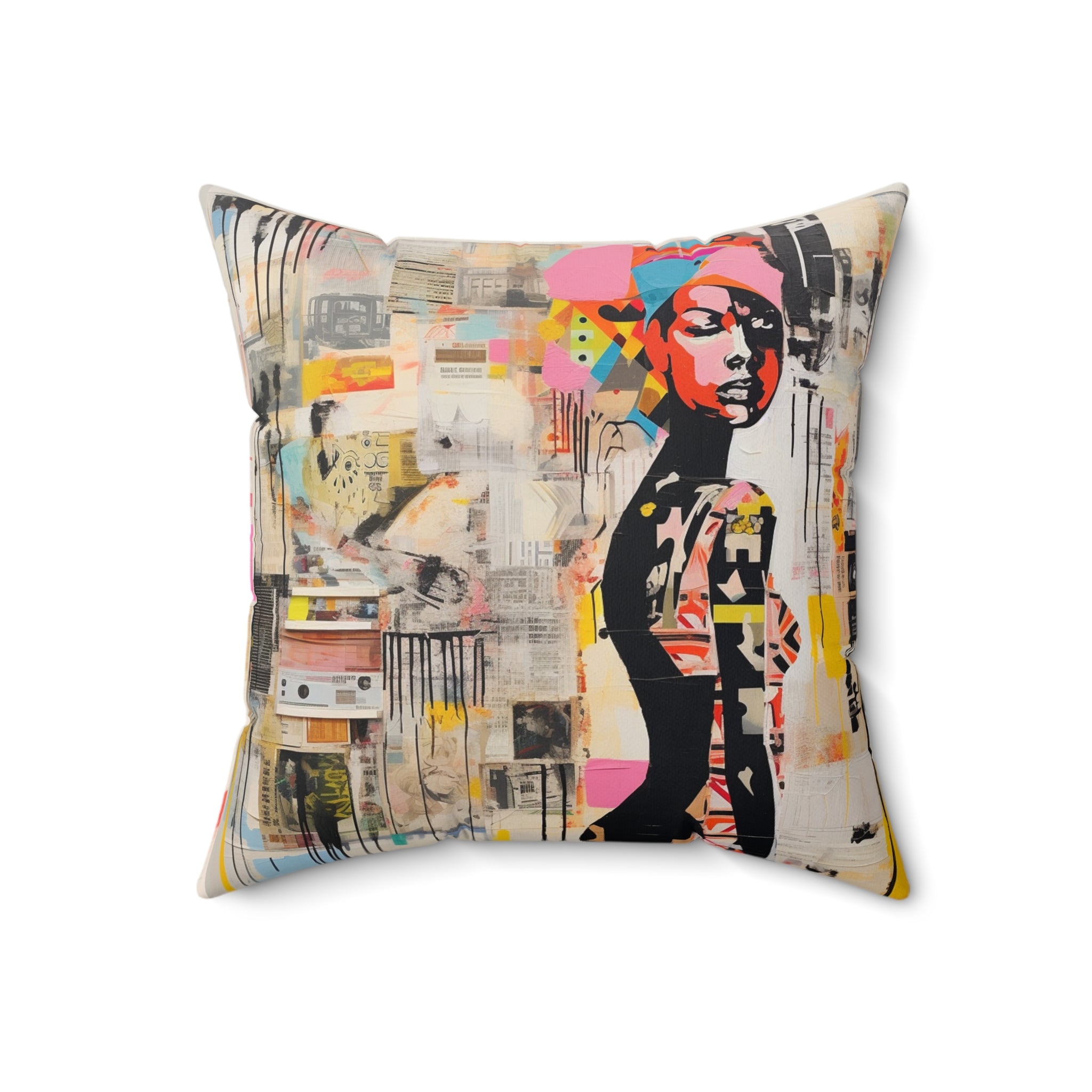 Artsy Faux Suede Square Pillow