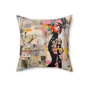 Artsy Faux Suede Square Pillow