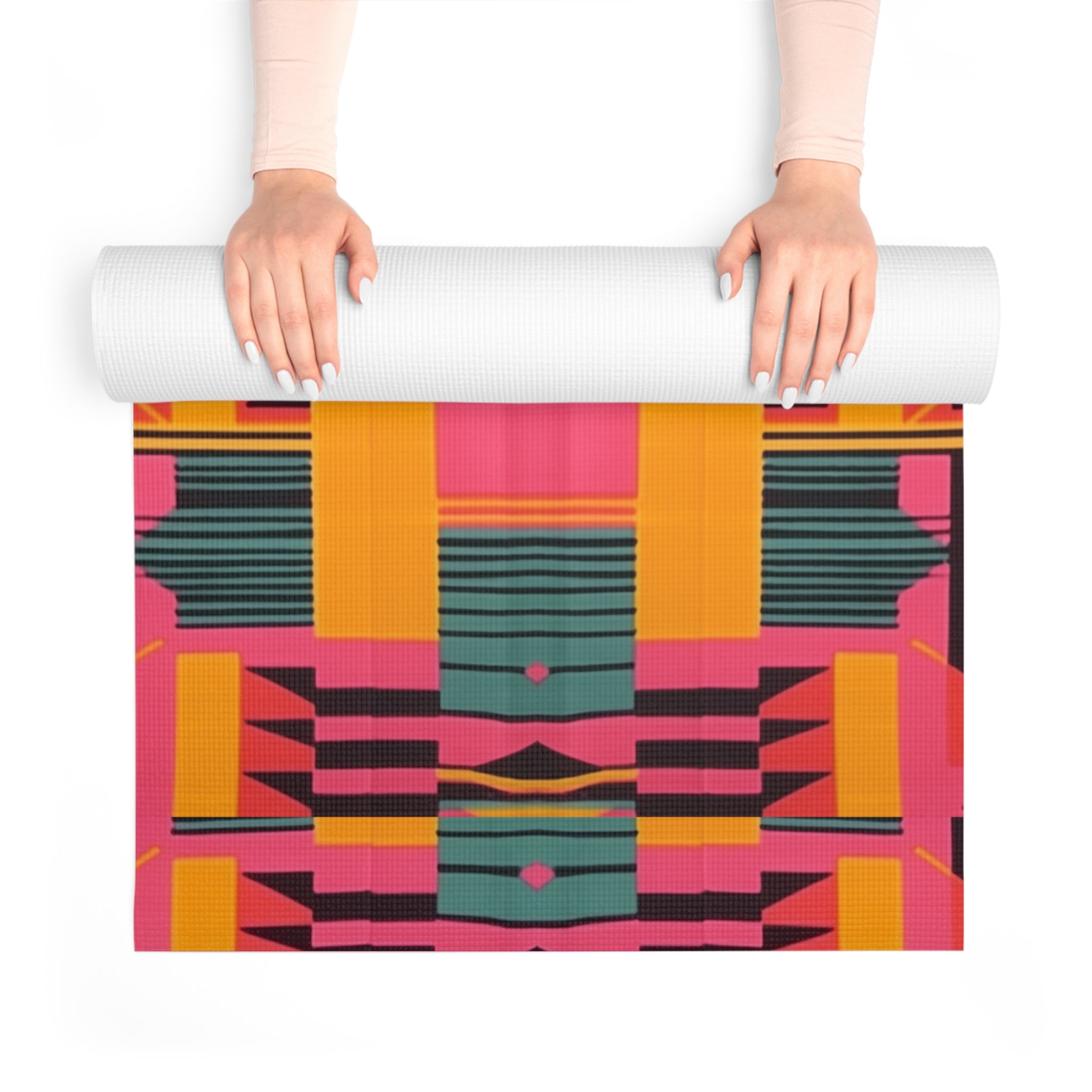 Pink Kente Print Foam Yoga Mat