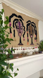 Load and play video in Gallery viewer, Large Hand Embroidered Wall Art Sisterhood Series
